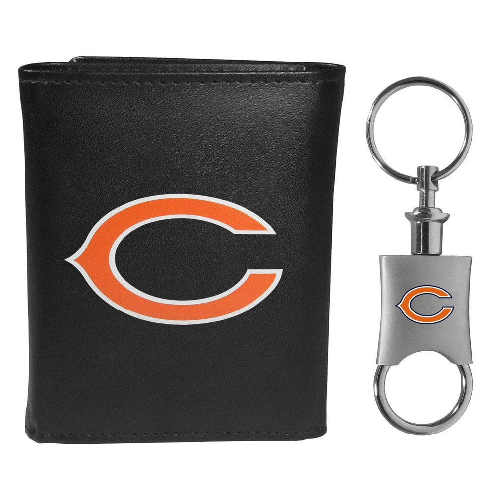 Chicago Bears Leather Tri-fold Wallet & Valet Key Chain - Chicago Bears - Flyclothing LLC