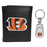 Cincinnati Bengals Leather Tri-fold Wallet & Steel Key Chain - Cincinnati Bengals - Flyclothing LLC