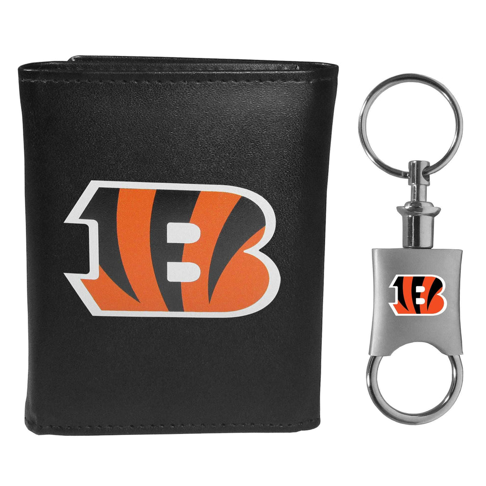 Cincinnati Bengals Leather Tri-fold Wallet & Valet Key Chain - Cincinnati Bengals - Flyclothing LLC