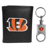 Cincinnati Bengals Leather Tri-fold Wallet & Valet Key Chain - Cincinnati Bengals - Flyclothing LLC