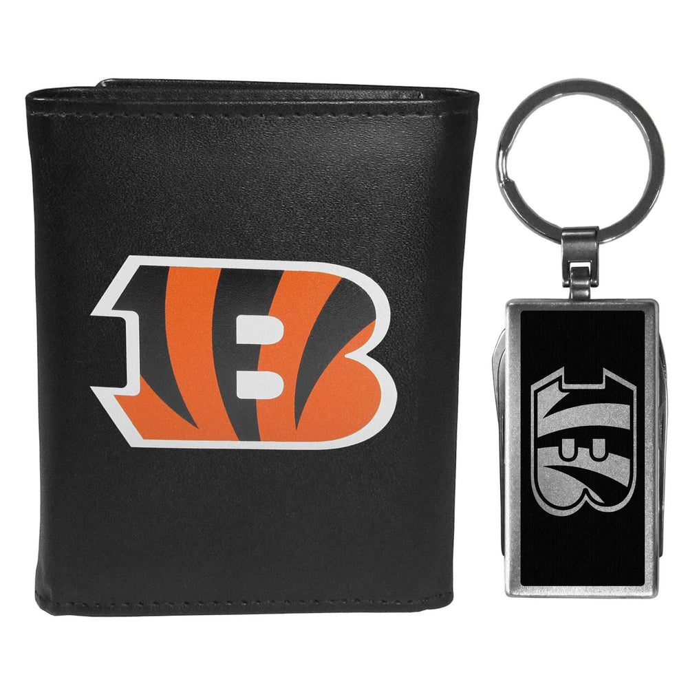 Cincinnati Bengals Leather Tri-fold Wallet & Multitool Key Chain - Cincinnati Bengals - Flyclothing LLC