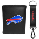 Buffalo Bills Leather Tri-fold Wallet & Strap Key Chain - Buffalo Bills - Flyclothing LLC