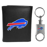 Buffalo Bills Leather Tri-fold Wallet & Valet Key Chain - Buffalo Bills - Flyclothing LLC