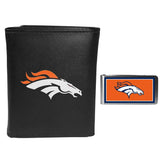 Denver Broncos Leather Tri-fold Wallet & Color Money Clip - Denver Broncos - Flyclothing LLC