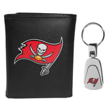 Tampa Bay Buccaneers Leather Tri-fold Wallet & Steel Key Chain - Tampa Bay Buccaneers - Flyclothing LLC