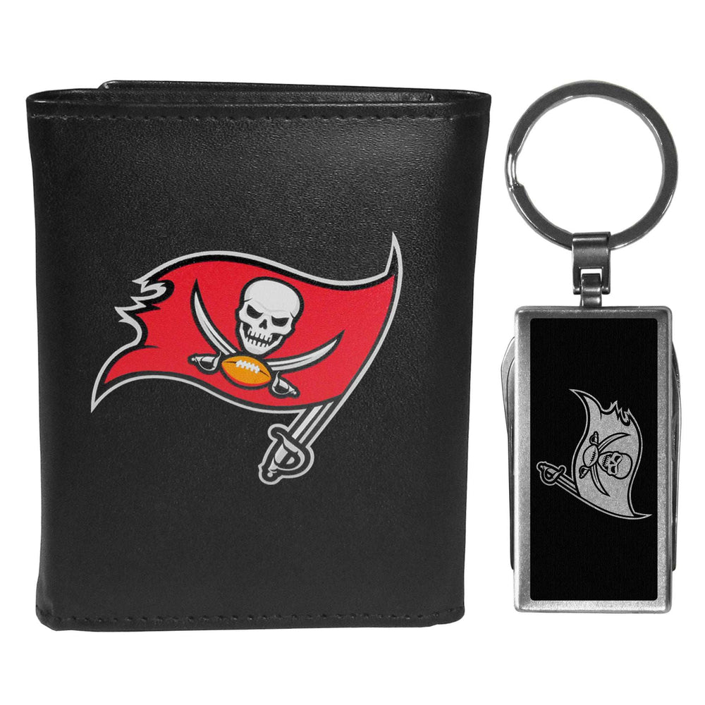 Tampa Bay Buccaneers Leather Tri-fold Wallet & Multitool Key Chain - Tampa Bay Buccaneers - Flyclothing LLC
