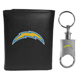 Los Angeles Chargers Leather Tri-fold Wallet & Valet Key Chain - Los Angeles Chargers - Flyclothing LLC