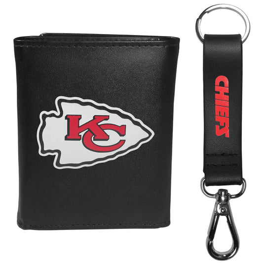 Kansas City Chiefs Leather Tri-fold Wallet & Strap Key Chain - Kansas City Chiefs - Flyclothing LLC