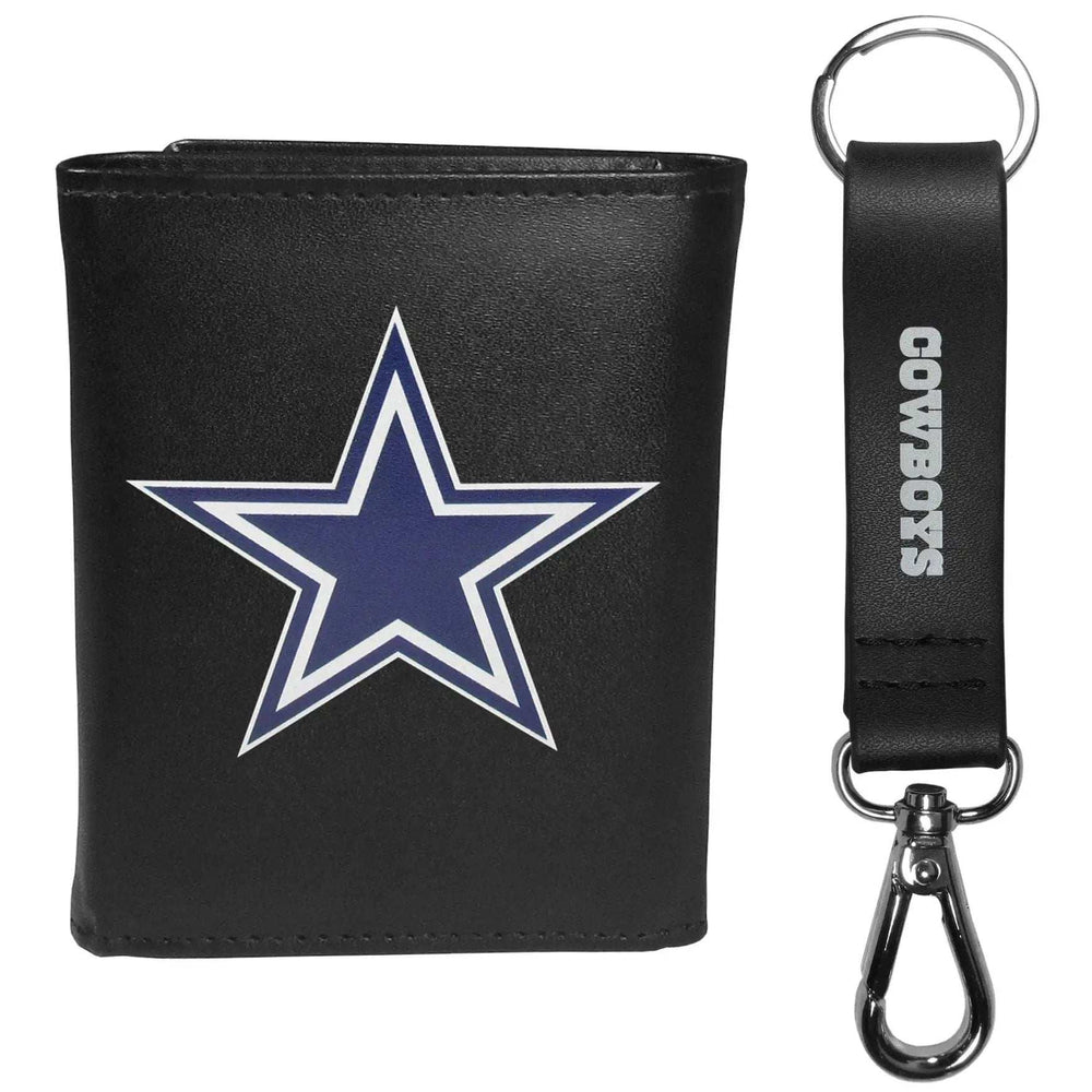 Dallas Cowboys Leather Tri-fold Wallet & Strap Key Chain - Dallas Cowboys - Flyclothing LLC