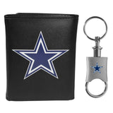 Dallas Cowboys Leather Tri-fold Wallet & Valet Key Chain - Dallas Cowboys - Flyclothing LLC