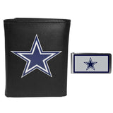 Dallas Cowboys Leather Tri-fold Wallet & Color Money Clip - Dallas Cowboys - Flyclothing LLC