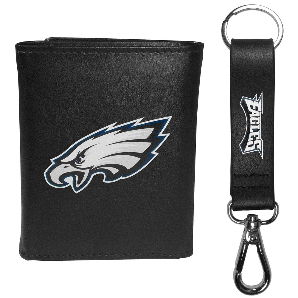Philadelphia Eagles Leather Tri-fold Wallet & Strap Key Chain - Philadelphia Eagles - Flyclothing LLC