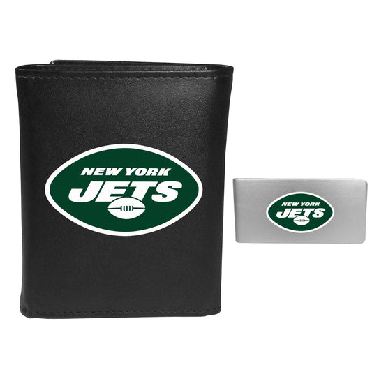 New York Jets Leather Tri-fold Wallet & Money Clip - New York Jets - Flyclothing LLC