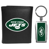 New York Jets Leather Tri-fold Wallet & Multitool Key Chain, Black - New York Jets - Flyclothing LLC