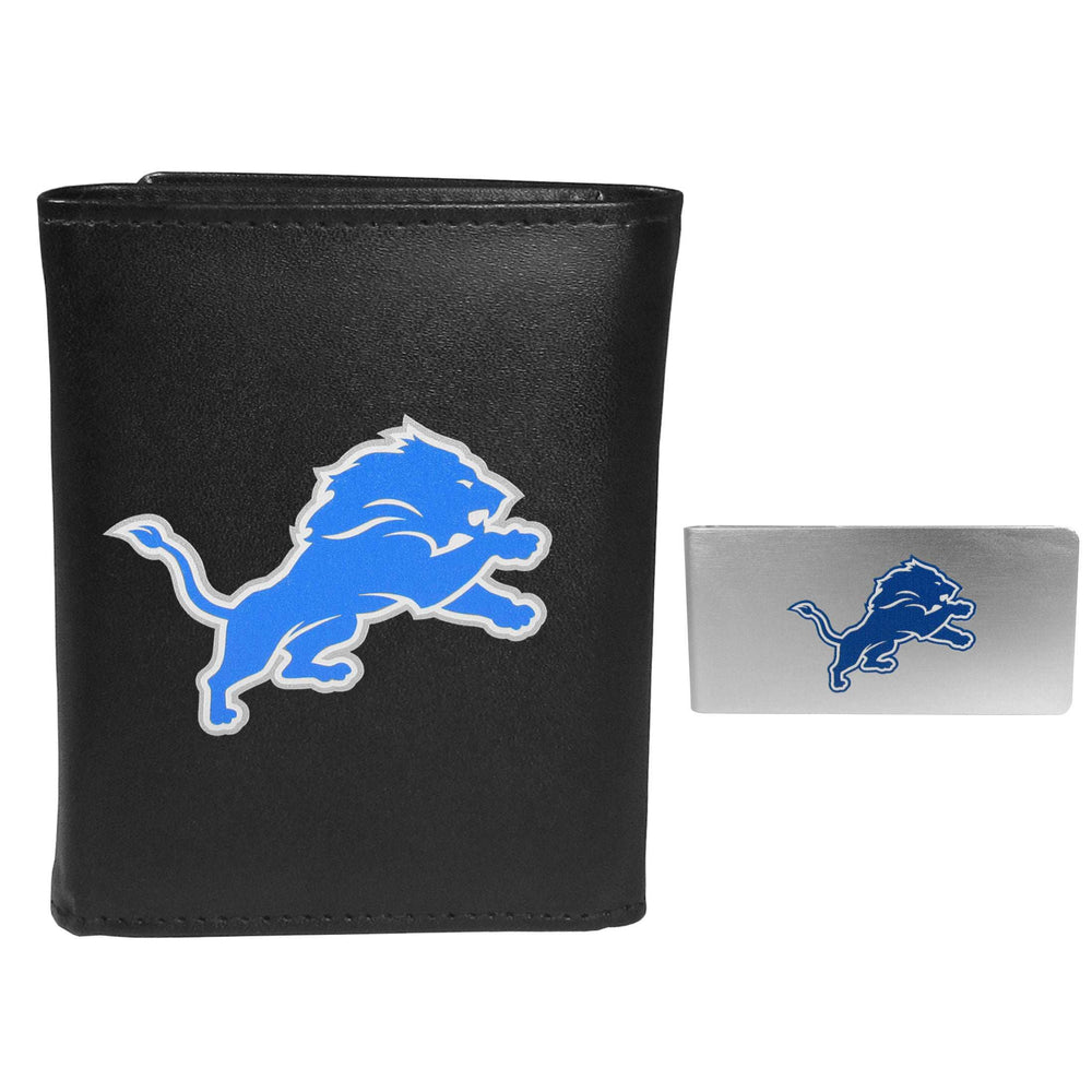 Detroit Lions Leather Tri-fold Wallet & Money Clip - Detroit Lions - Flyclothing LLC