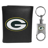 Green Bay Packers Leather Tri-fold Wallet & Valet Key Chain - Green Bay Packers - Flyclothing LLC
