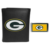 Green Bay Packers Leather Tri-fold Wallet & Color Money Clip - Green Bay Packers - Flyclothing LLC