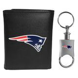 New England Patriots Leather Tri-fold Wallet & Valet Key Chain - New England Patriots - Flyclothing LLC