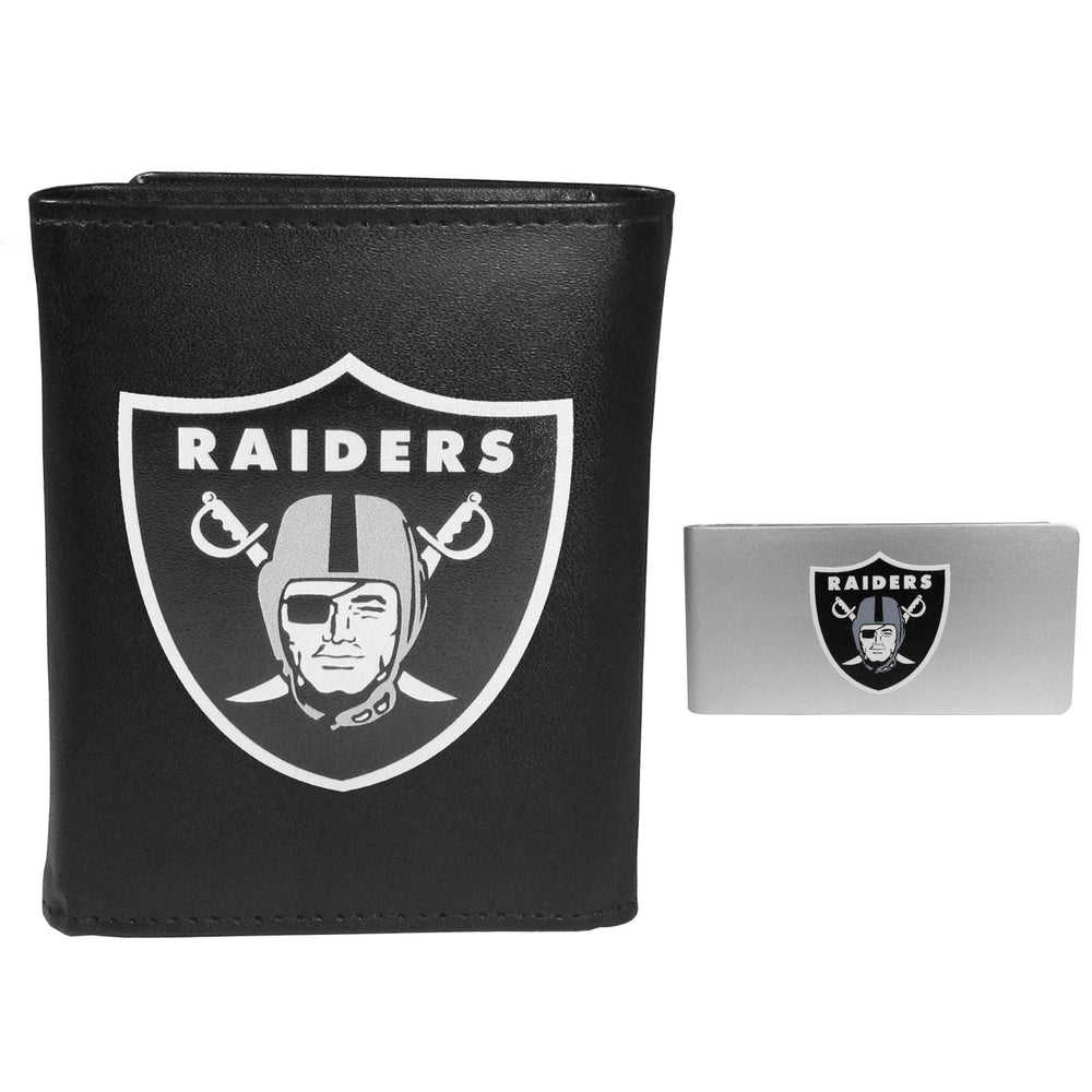 Las Vegas Raiders Leather Tri-fold Wallet & Money Clip - Las Vegas Raiders - Flyclothing LLC