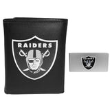 Las Vegas Raiders Leather Tri-fold Wallet & Money Clip - Las Vegas Raiders - Flyclothing LLC