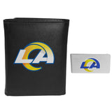 Los Angeles Rams Leather Tri-fold Wallet & Money Clip - Los Angeles Rams - Flyclothing LLC
