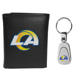 Los Angeles Rams Leather Tri-fold Wallet & Steel Key Chain - Los Angeles Rams - Flyclothing LLC