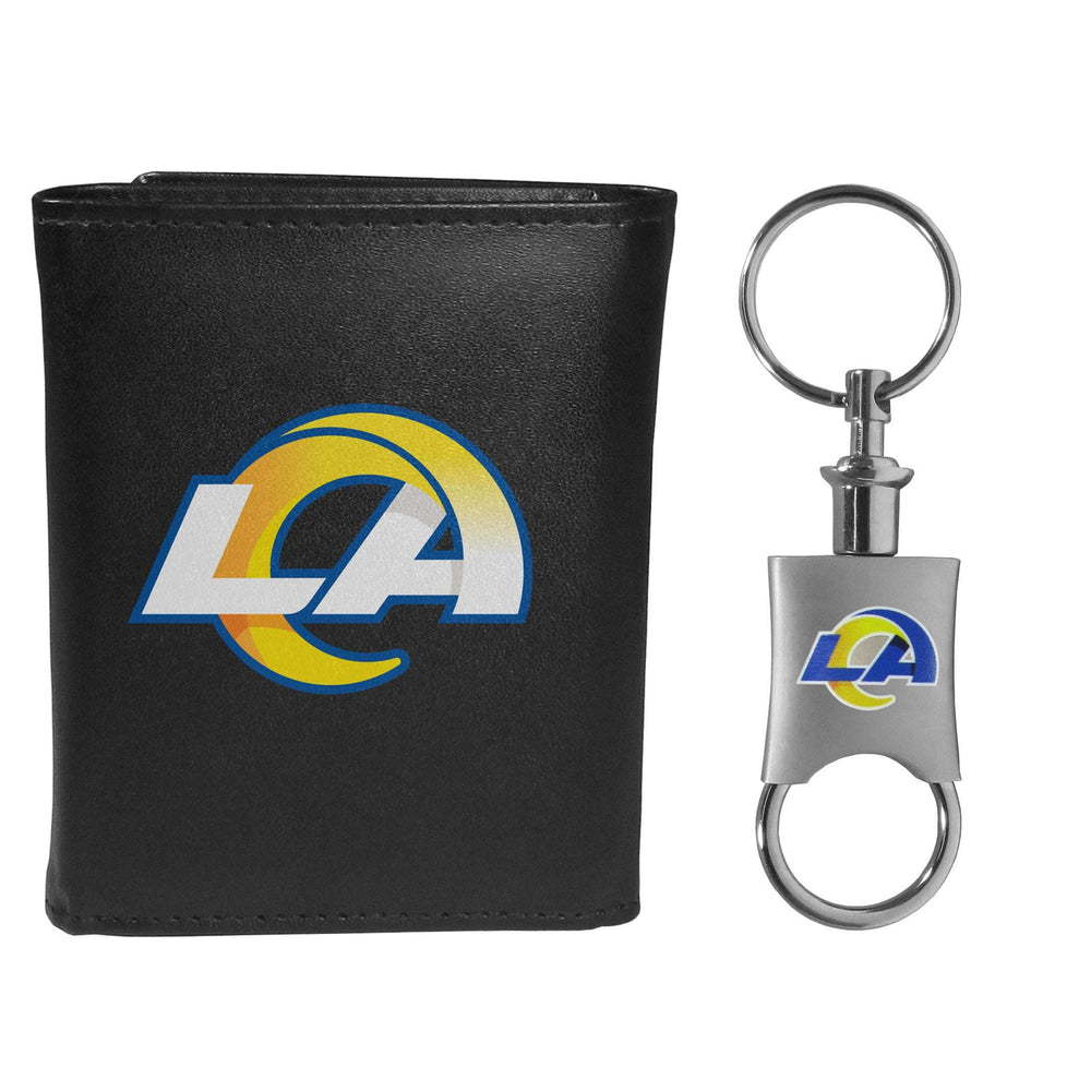 Los Angeles Rams Leather Tri-fold Wallet & Valet Key Chain - Los Angeles Rams - Flyclothing LLC