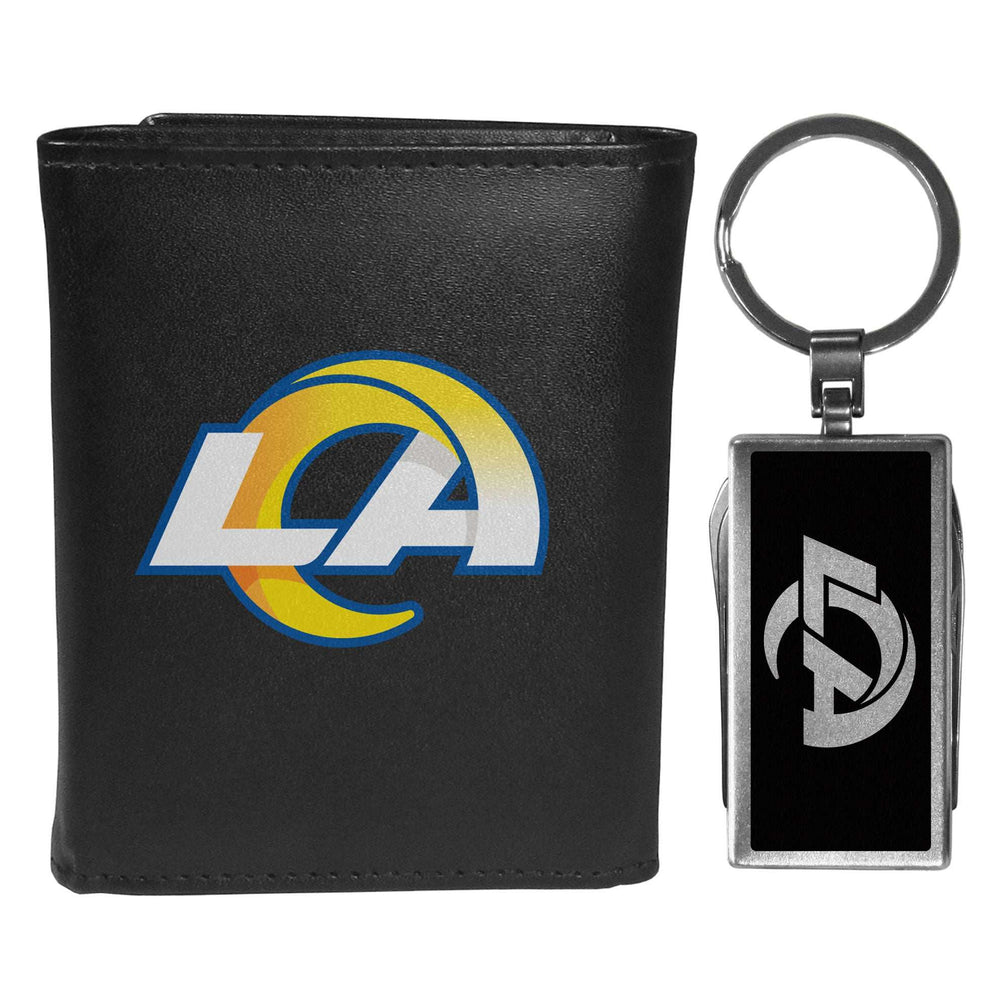 Los Angeles Rams Leather Tri-fold Wallet & Multitool Key Chain - Los Angeles Rams - Flyclothing LLC