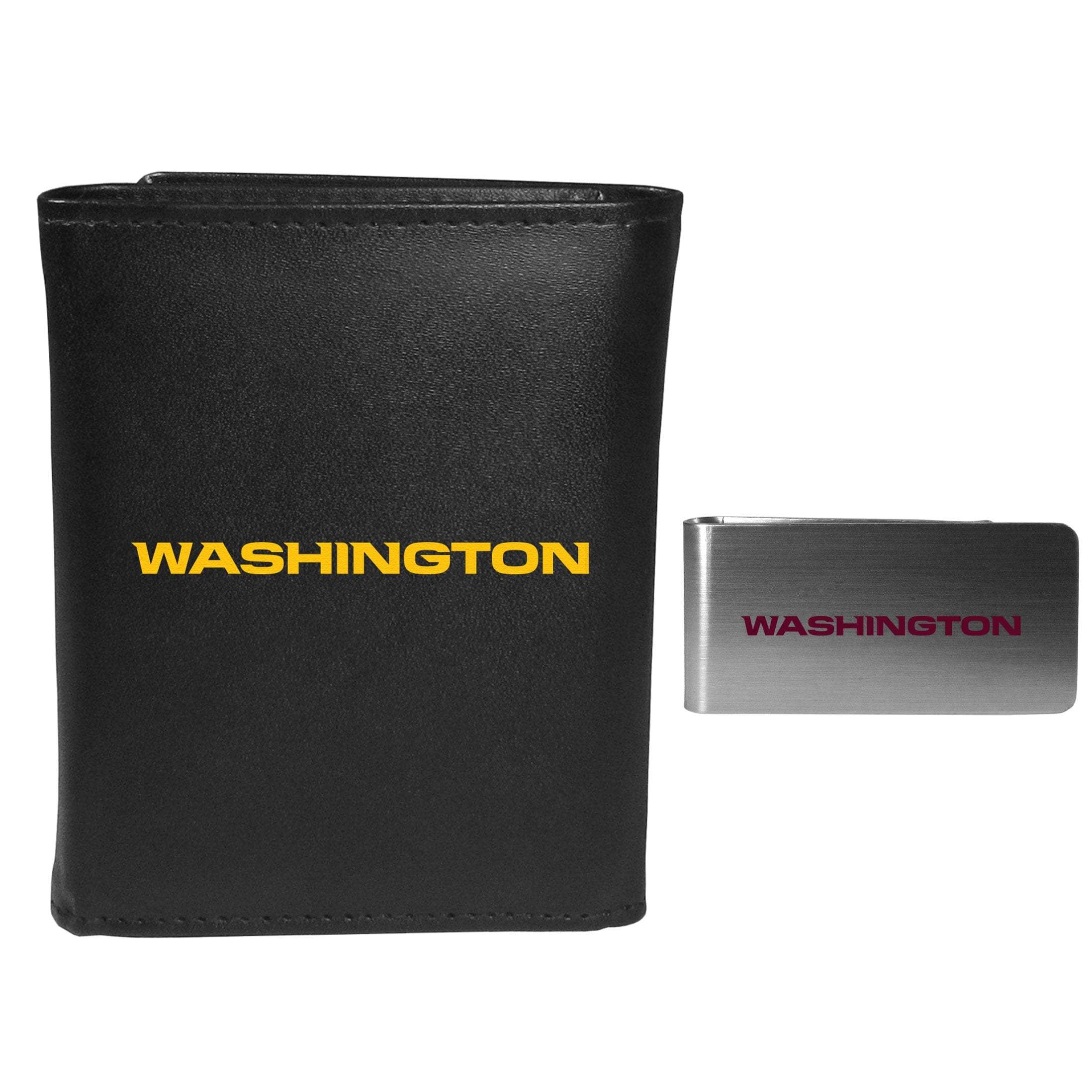 Washington Commanders Leather Tri-fold Wallet & Money Clip - Washington Commanders - Flyclothing LLC