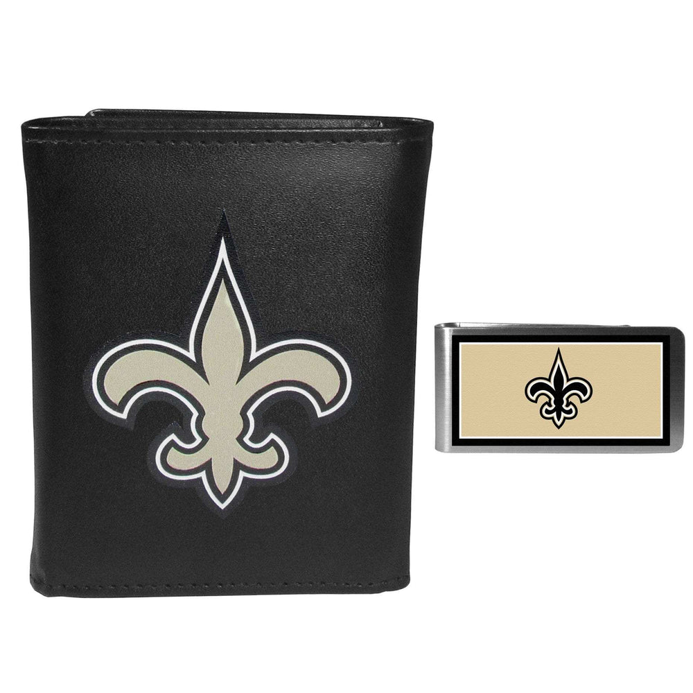 New Orleans Saints Leather Tri-fold Wallet & Color Money Clip - New Orleans Saints - Flyclothing LLC