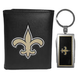 New Orleans Saints Leather Tri-fold Wallet & Multitool Key Chain, Black - New Orleans Saints - Flyclothing LLC