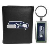 Seattle Seahawks Leather Tri-fold Wallet & Multitool Key Chain, Black - Seattle Seahawks - Flyclothing LLC