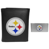 Pittsburgh Steelers Leather Tri-fold Wallet & Money Clip - Pittsburgh Steelers - Flyclothing LLC