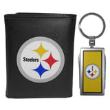 Pittsburgh Steelers Leather Tri-fold Wallet & Multitool Key Chain, Black - Pittsburgh Steelers - Flyclothing LLC