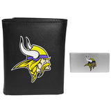 Minnesota Vikings Leather Tri-fold Wallet & Money Clip - Minnesota Vikings - Flyclothing LLC