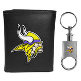 Minnesota Vikings Leather Tri-fold Wallet & Valet Key Chain - Minnesota Vikings - Flyclothing LLC