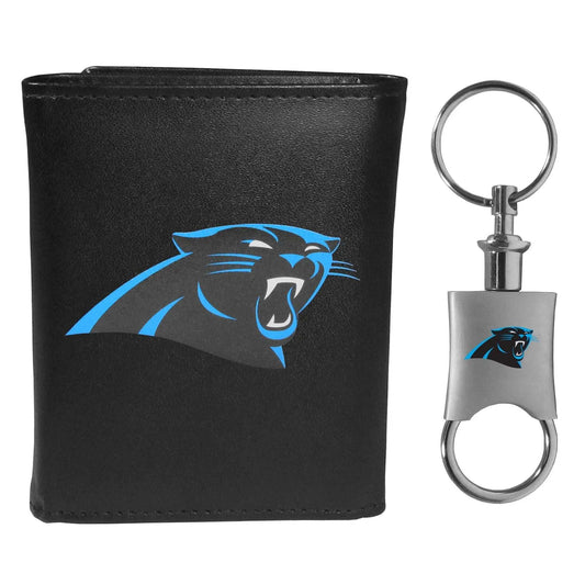 Carolina Panthers Leather Tri-fold Wallet & Valet Key Chain - Carolina Panthers - Flyclothing LLC