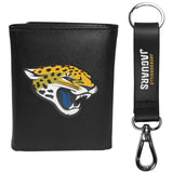 Jacksonville Jaguars Leather Tri-fold Wallet & Strap Key Chain - Jacksonville Jaguars - Flyclothing LLC