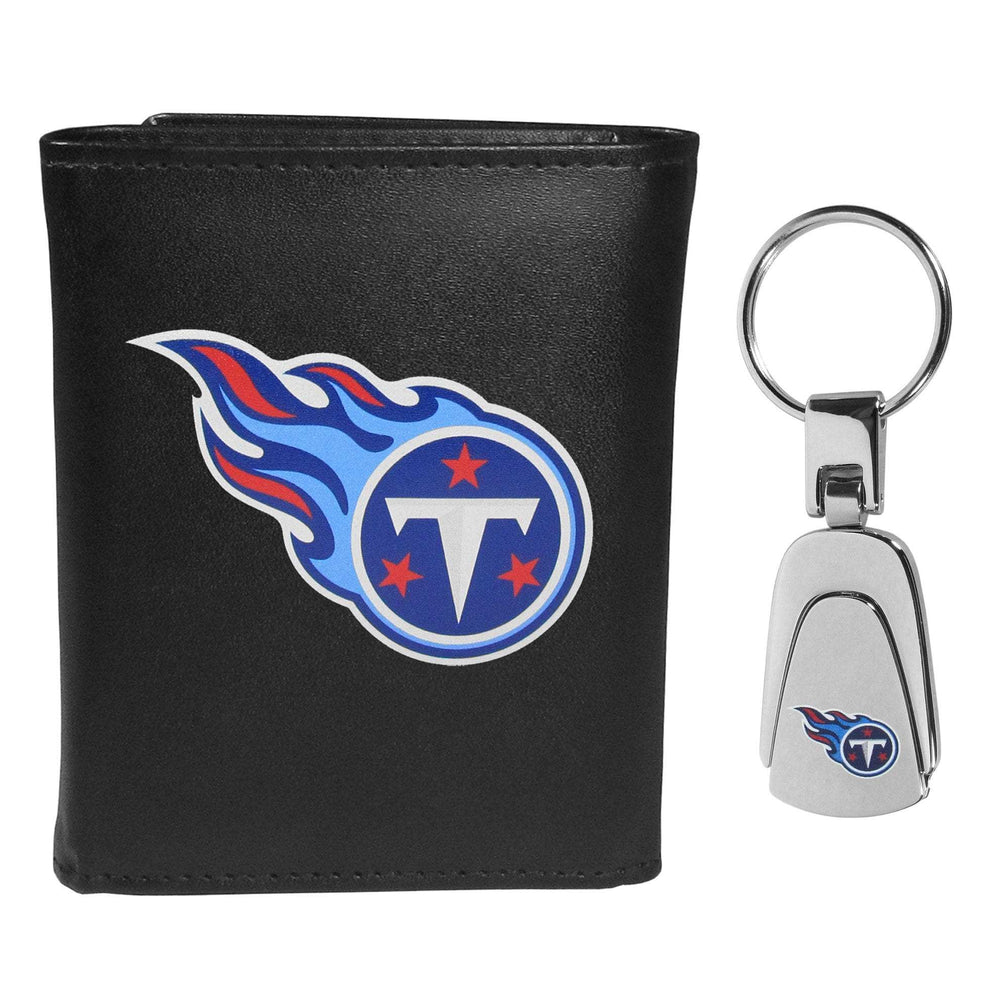 Tennessee Titans Leather Tri-fold Wallet & Steel Key Chain - Tennessee Titans - Flyclothing LLC