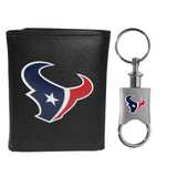 Houston Texans Leather Tri-fold Wallet & Valet Key Chain - Houston Texans - Flyclothing LLC