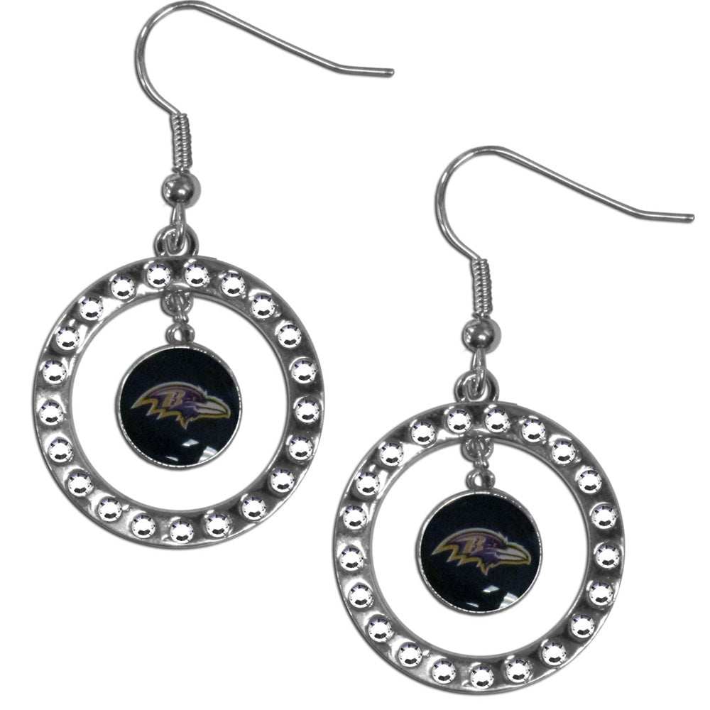 Baltimore Ravens Rhinestone Hoop Earrings - Baltimore Ravens - Flyclothing LLC