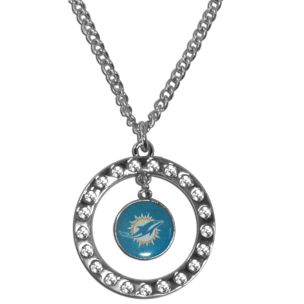 Miami Dolphins Rhinestone Hoop Necklace - Miami Dolphins - Flyclothing LLC