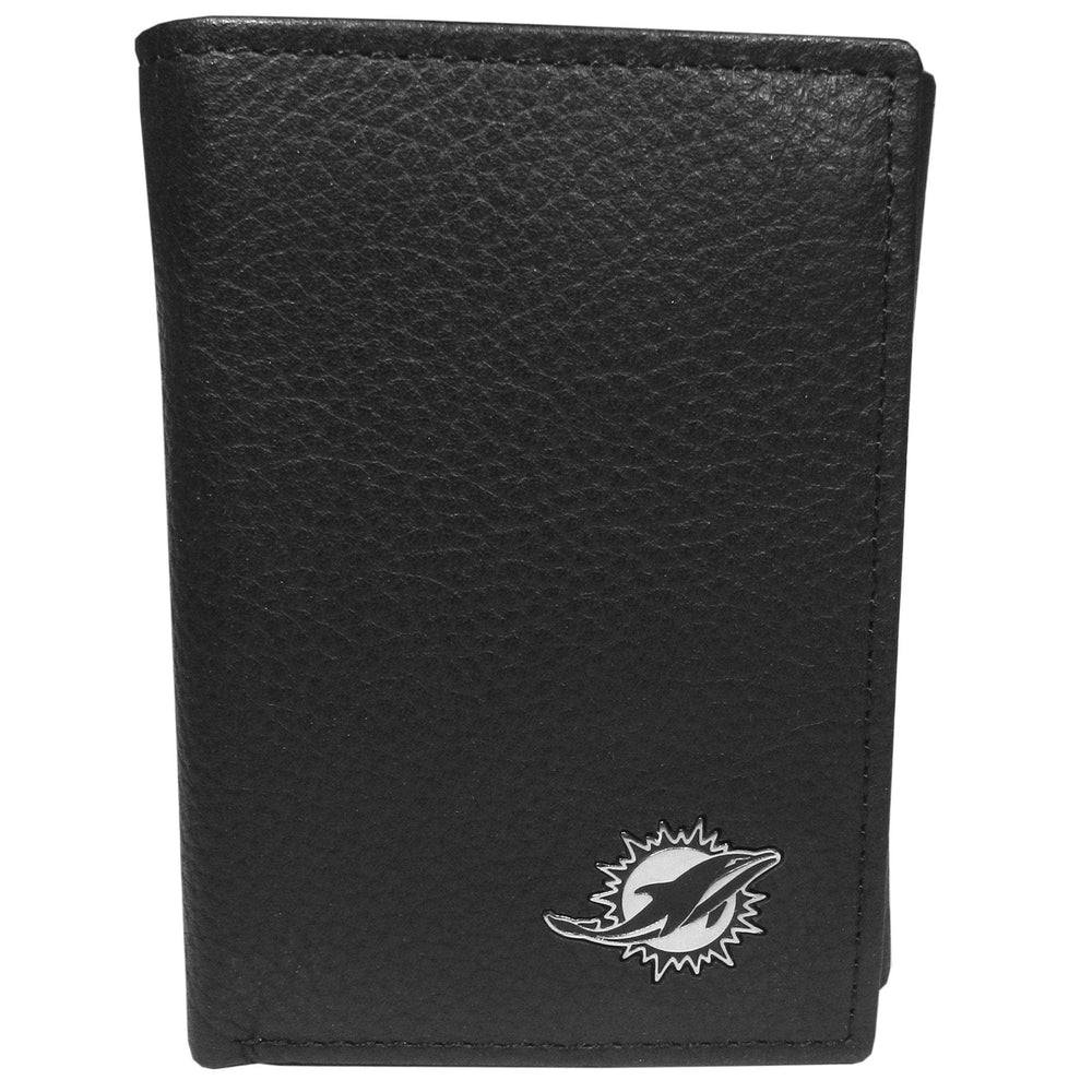 Miami Dolphins Leather Logo Tri-fold Wallet - Miami Dolphins - Flyclothing LLC