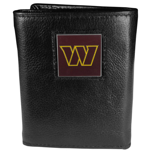 Washington Commanders Deluxe Leather Tri-fold Wallet Packaged in Gift Box - Siskiyou Buckle - Flyclothing LLC