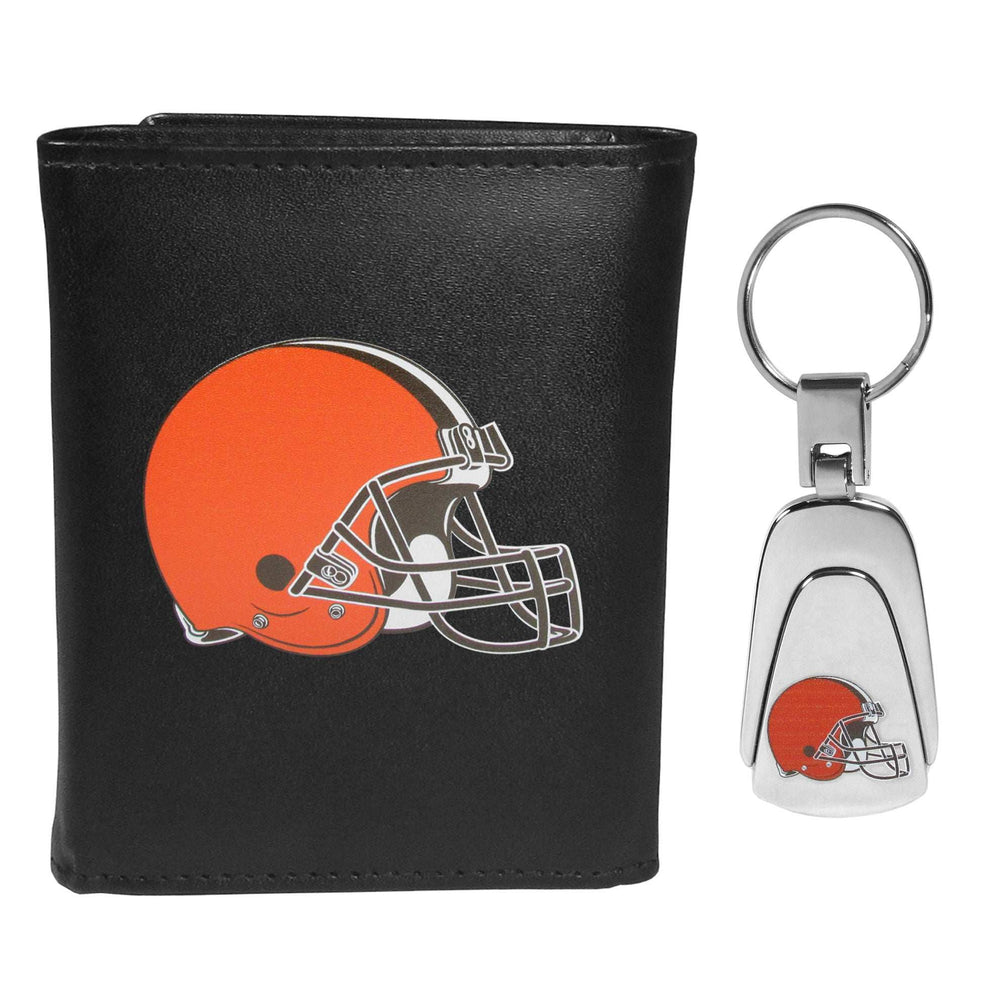 Cleveland Browns Tri-fold Wallet & Steel Key Chain - Cleveland Browns - Flyclothing LLC