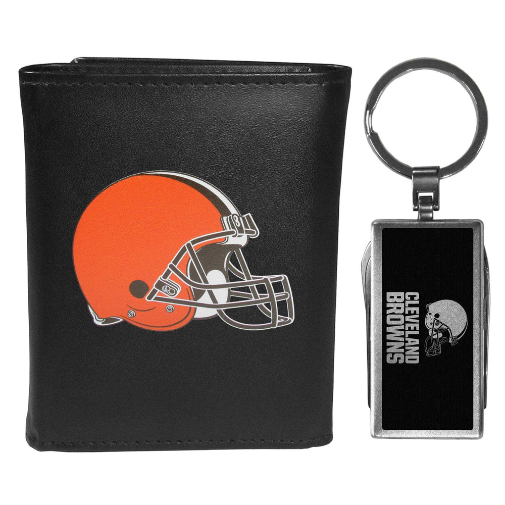 Cleveland Browns Tri-fold Wallet & Multitool Key Chain, Black - Cleveland Browns - Flyclothing LLC