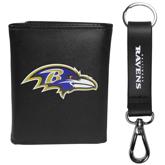 Baltimore Ravens Tri-fold Wallet & Strap Key Chain - Baltimore Ravens - Flyclothing LLC