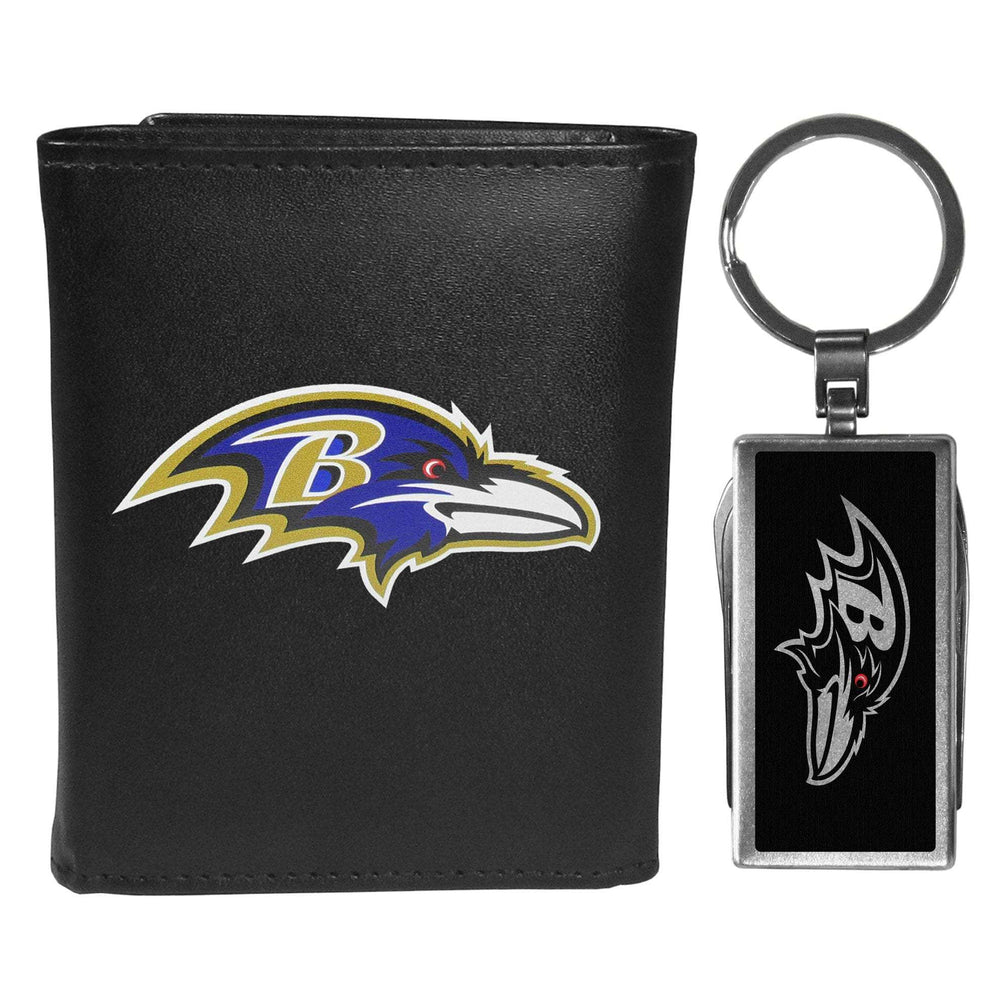 Baltimore Ravens Tri-fold Wallet & Multitool Key Chain, Black - Baltimore Ravens - Flyclothing LLC