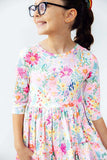 Field of Flowers 3/4 Sleeve Pocket Twirl Dress - Mila & Rose ® - Flyclothing LLC