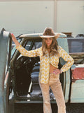 Streets Of Gold Golden Yellow Tulip Zipper Front Blouse - Lil Bee's Bohemian - Flyclothing LLC